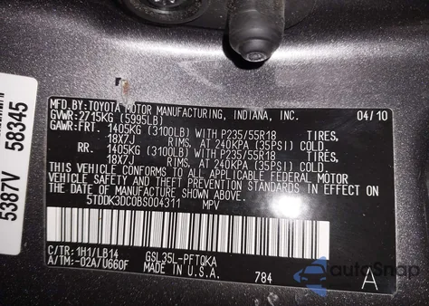 2011 Toyota Sienna Xle from USA, damaged, VIN 5TDDK3DC0BS004311